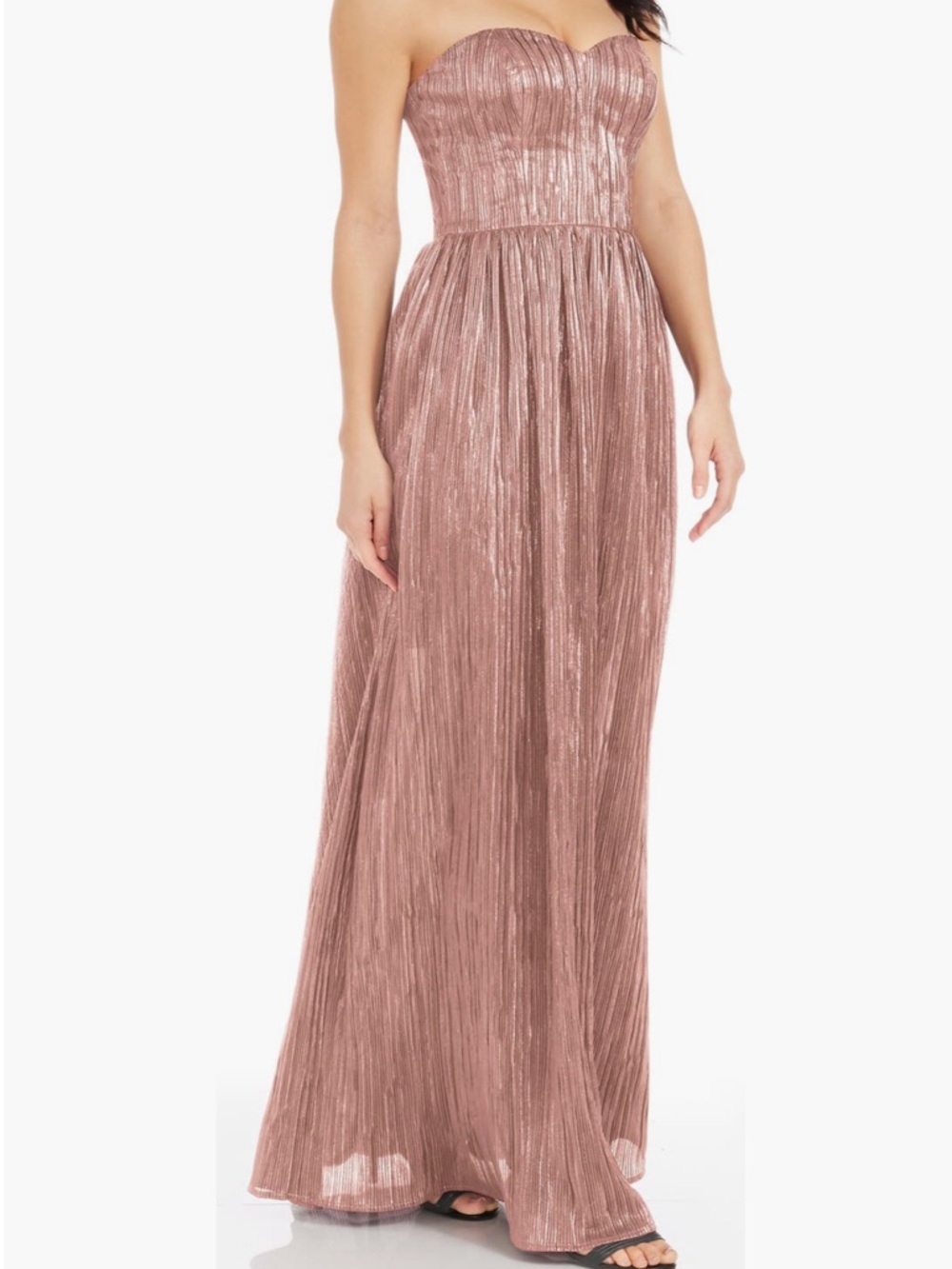 Strapless Rose Gold Metallic Evening Gown